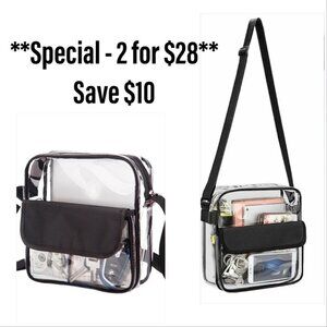 SPECIAL - 2/Pack - Clear Crossbody Bag - Stadium Events / Security - SZ LG